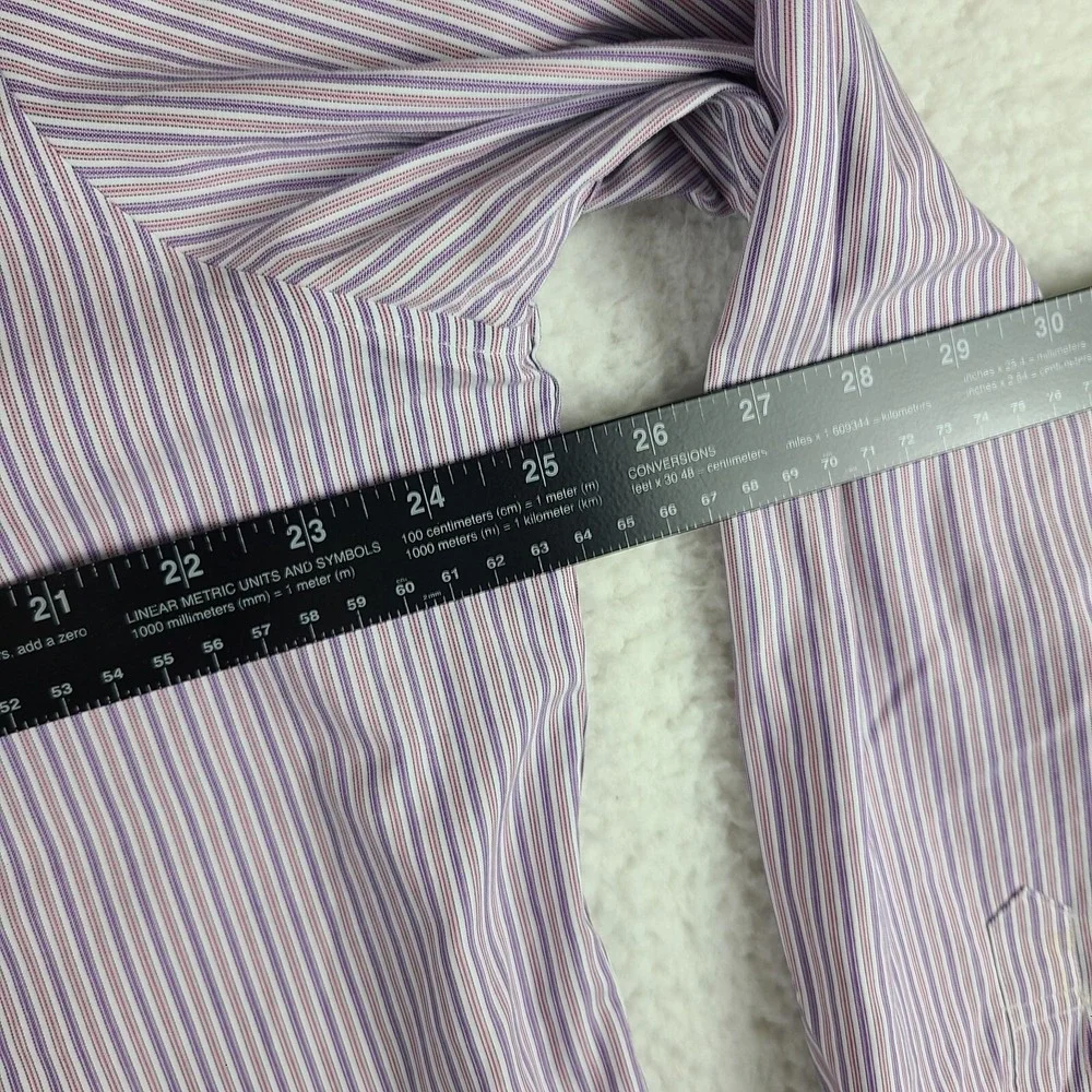 Eddie Bauer Dress Shirt Mens XL Purple Striped Wrinkle Resistant Relax Button Up